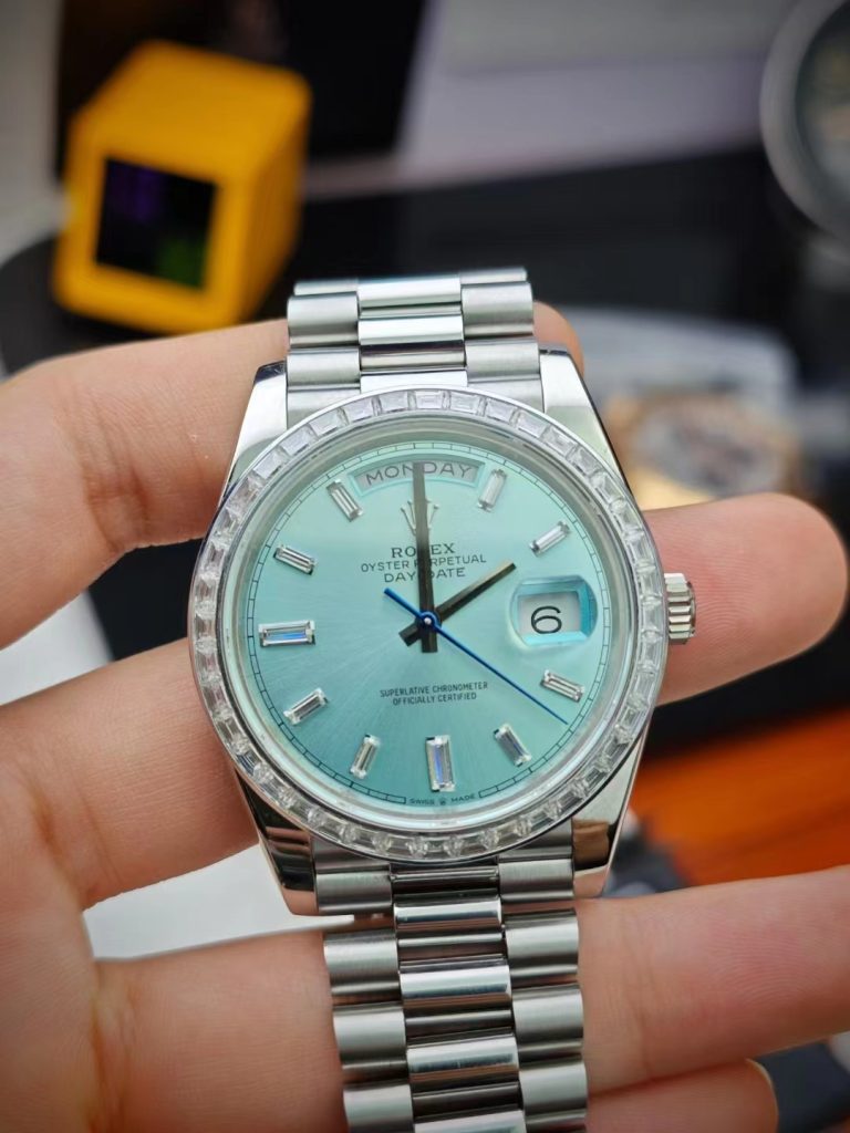 Replica Rolex Day-Date Ice Blue Diamond Watch
