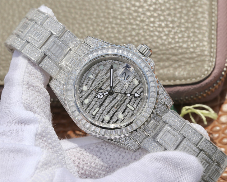 TW Factory Replica Rolex GMT-Master II116769TBR Full Diamond Watch with ...