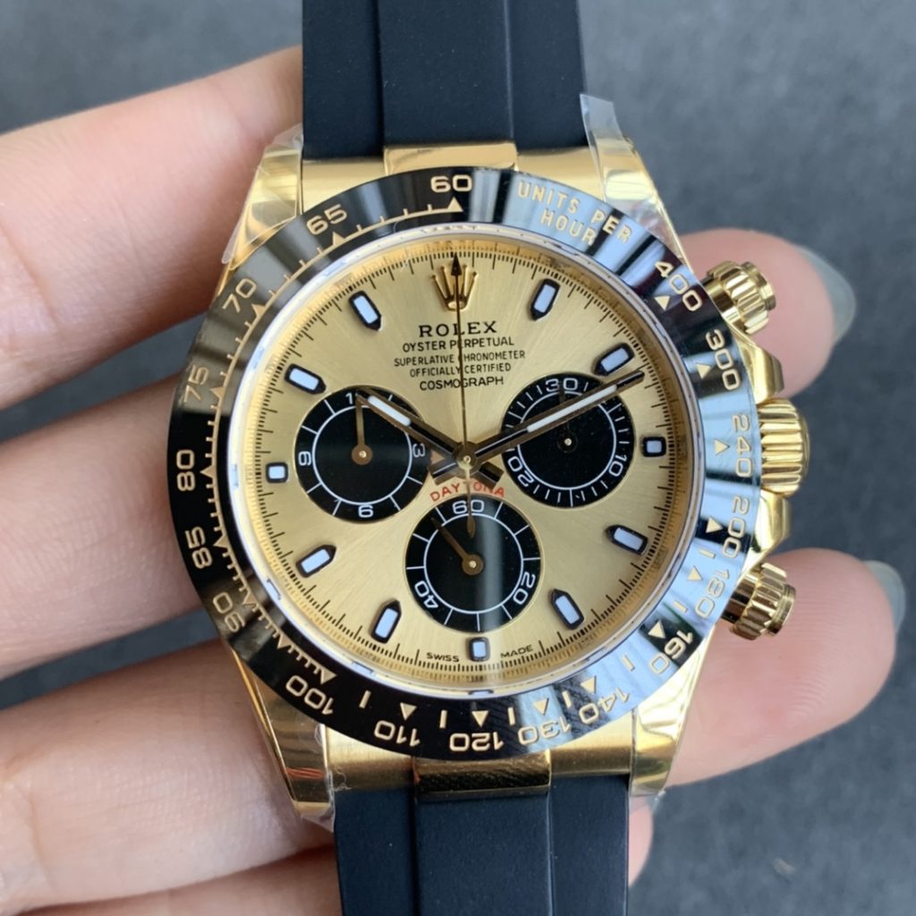 Noob V3 Replica Rolex Daytona 116518 Yellow Gold Rubber Watch with ...