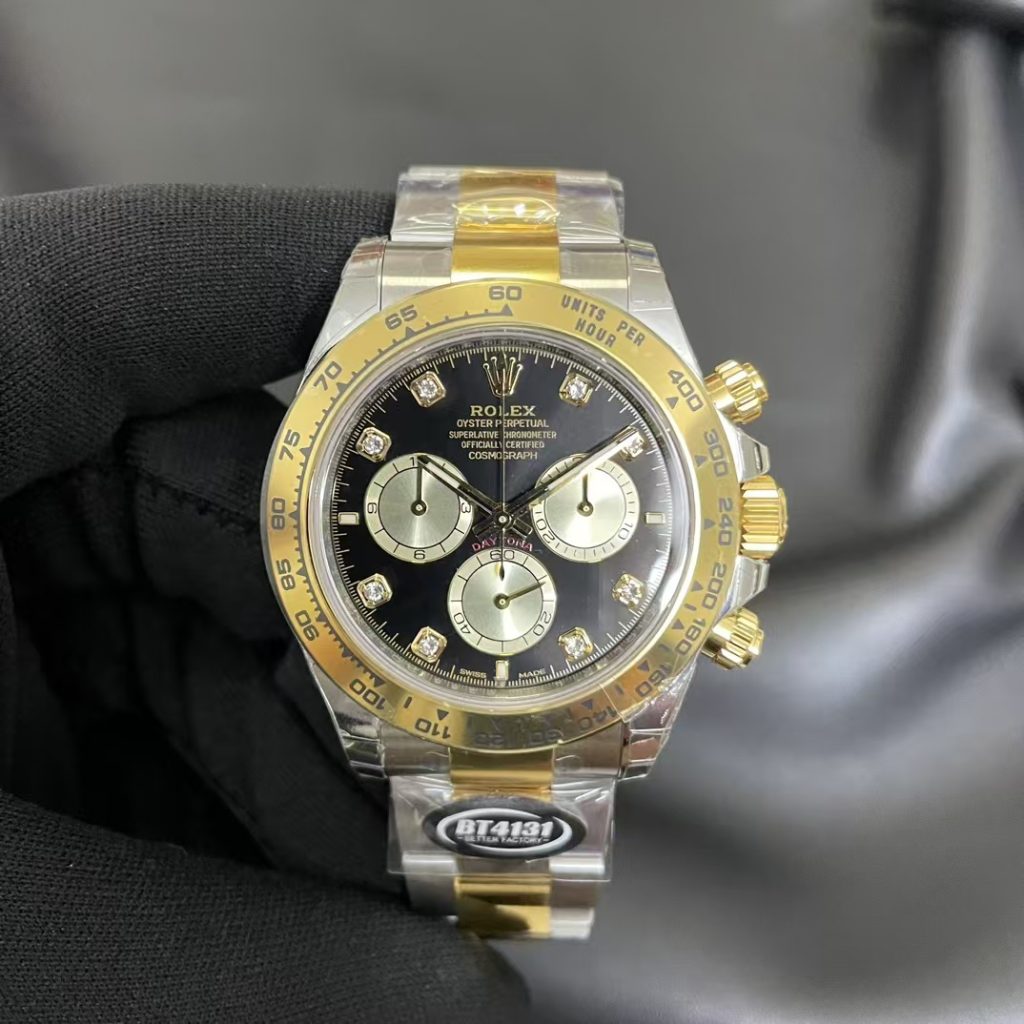 Replica Rolex Daytona Black Dial with Diamond Hour Markers