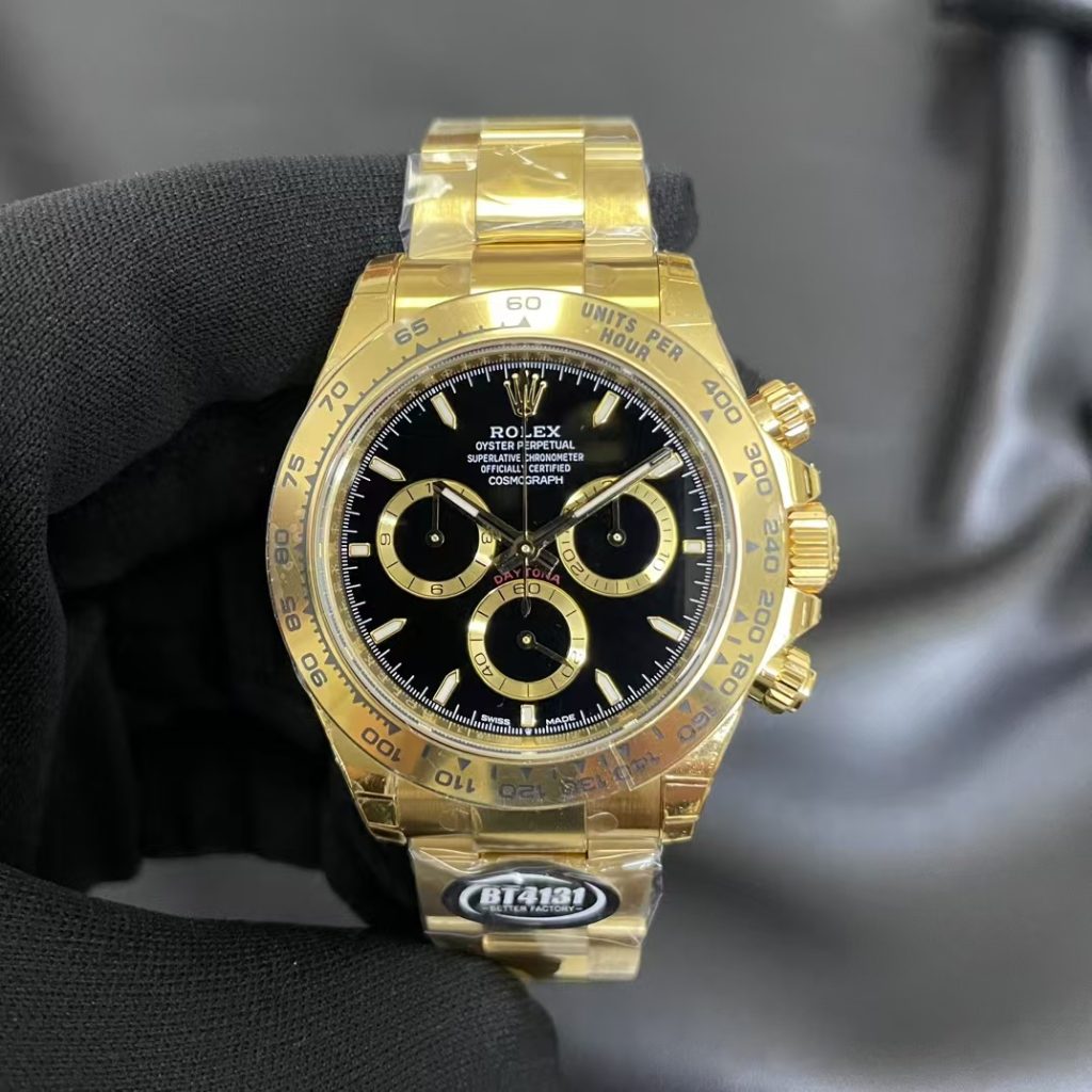 Replica Rolex Daytona Yellow Gold Black Dial