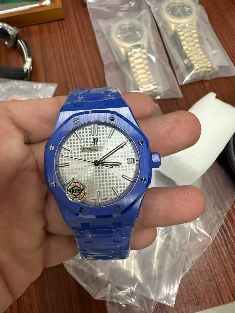 Replica Audemars Piguet 15500 Blue Ceramic White Dial